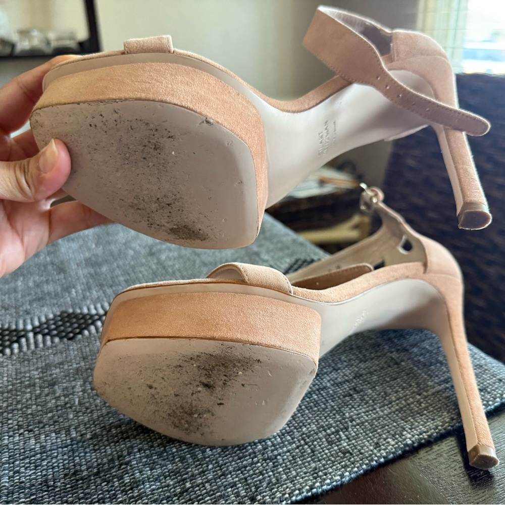Stuart Weitzman blush suede platform size 7 worn once - Picture 7 of 15